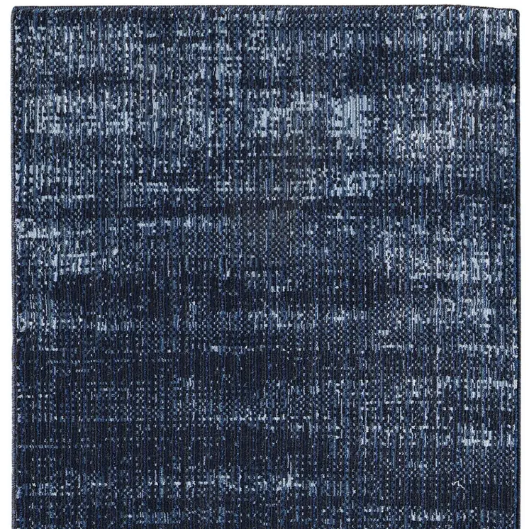 8' Blue And Black Runner Rug