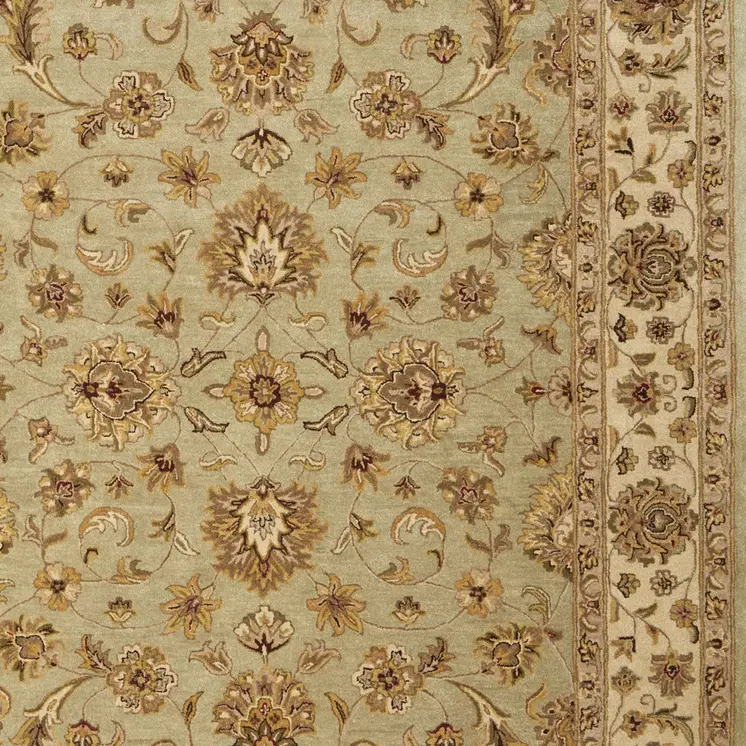 8' X 10' Tan Brown And Green Oriental Hand Tufted Area Rug