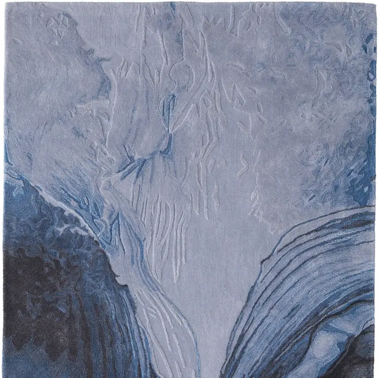 8' X 10' Blue Black And Gray Abstract Hand Tufted Area Rug