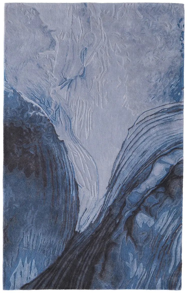 8' X 10' Blue Black And Gray Abstract Hand Tufted Area Rug