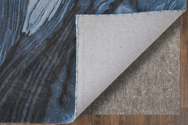 8' X 10' Blue Black And Gray Abstract Hand Tufted Area Rug