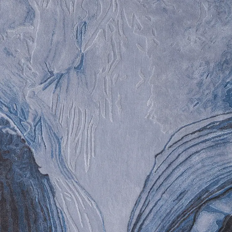 8' X 10' Blue Black And Gray Abstract Hand Tufted Area Rug