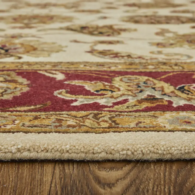8' X 10' Tan Gold And Red Oriental Hand Tufted Area Rug