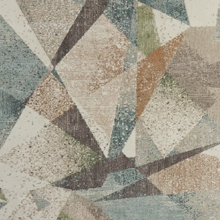 8' X 10' Ivory Blue And Green Checkered Area Rug