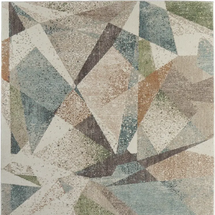 8' X 10' Ivory Blue And Green Checkered Area Rug