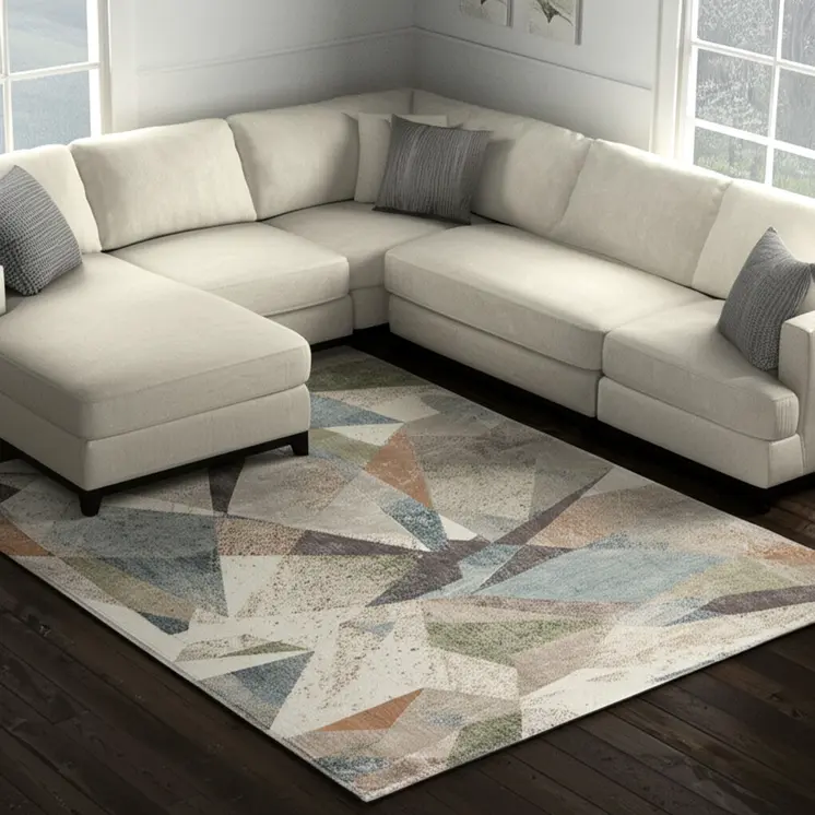 8' X 10' Ivory Blue And Green Checkered Area Rug