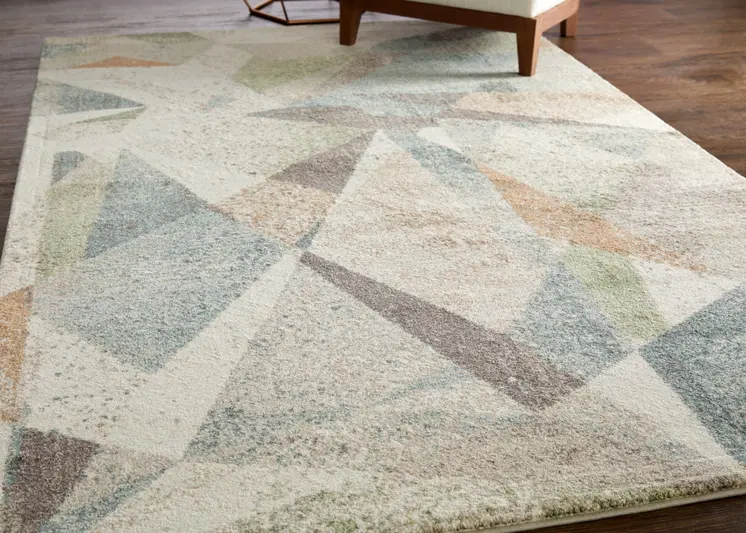8' X 10' Ivory Blue And Green Checkered Area Rug