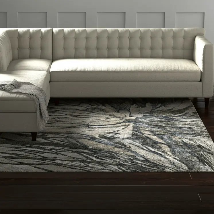 8' X 10' Gray Green And Ivory Abstract Area Rug
