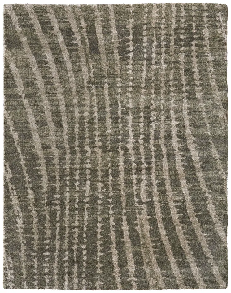 8' X 10' Green And Tan Abstract Area Rug