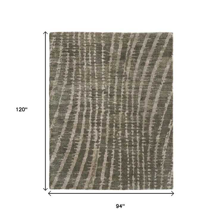 8' X 10' Green And Tan Abstract Area Rug