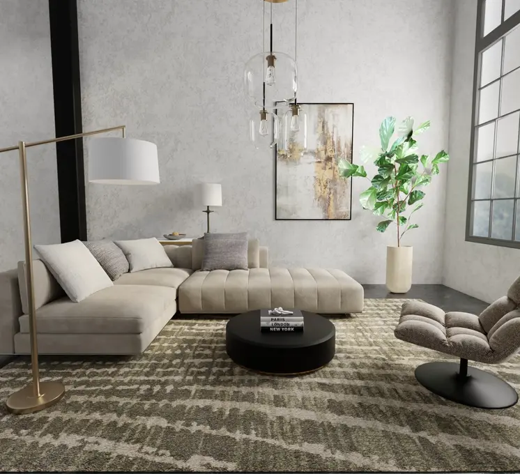 8' X 10' Green And Tan Abstract Area Rug