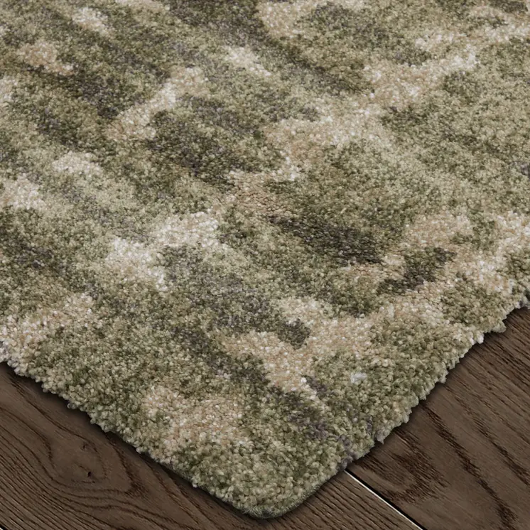 8' X 10' Green And Tan Abstract Area Rug
