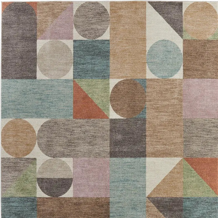 8' X 10' Ivory Brown And Blue Checkered Area Rug