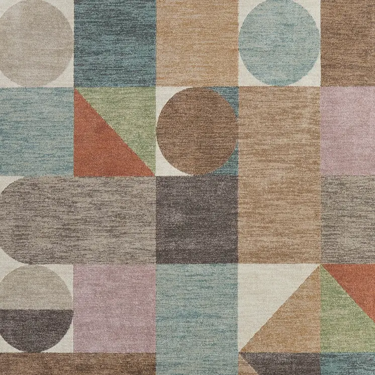8' X 10' Ivory Brown And Blue Checkered Area Rug