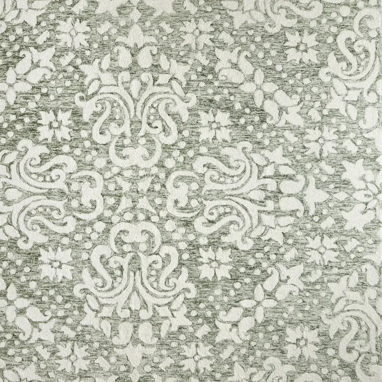 8' X 10' Ivory And Green Floral Hand Tufted Area Rug