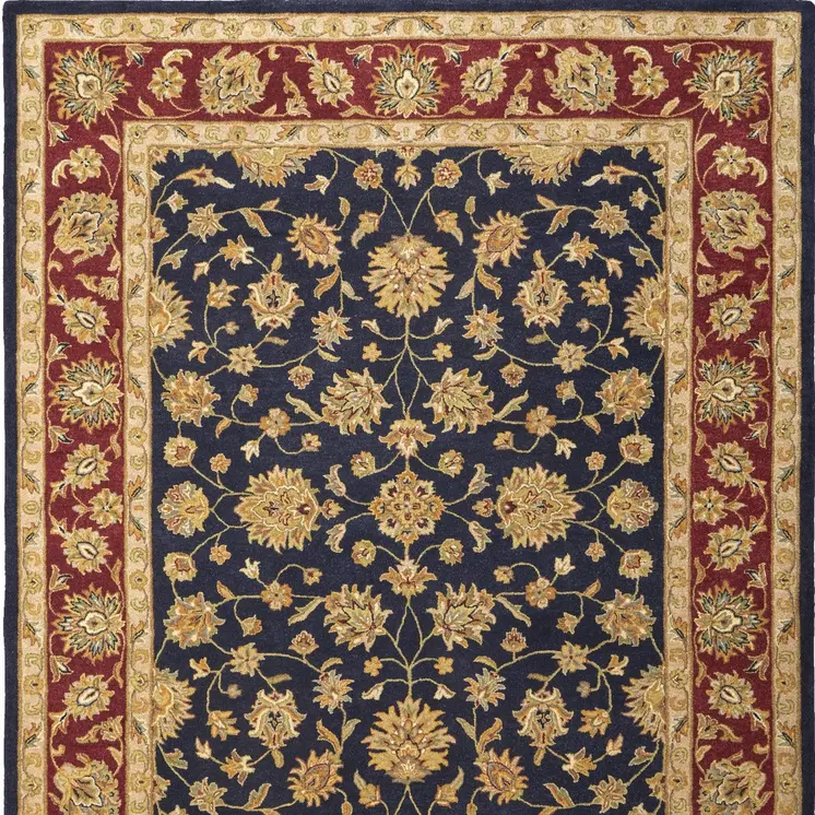 8' X 10' Blue Red And Gold Oriental Hand Tufted Area Rug