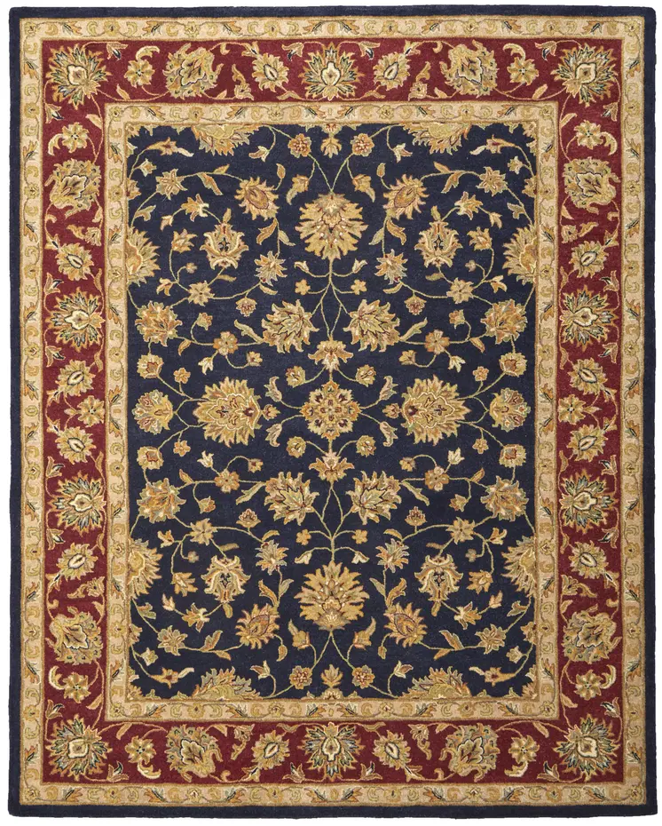 8' X 10' Blue Red And Gold Oriental Hand Tufted Area Rug
