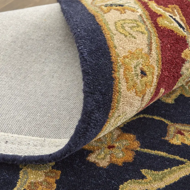 8' X 10' Blue Red And Gold Oriental Hand Tufted Area Rug