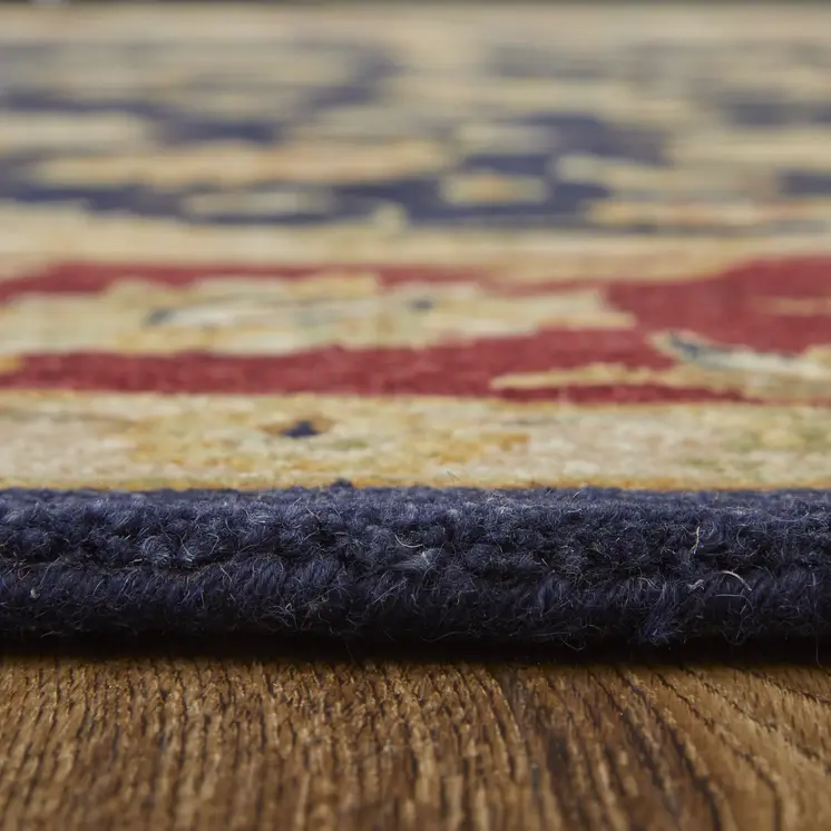 8' X 10' Blue Red And Gold Oriental Hand Tufted Area Rug
