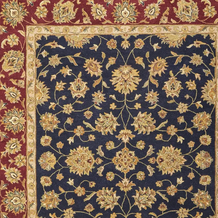 8' X 10' Blue Red And Gold Oriental Hand Tufted Area Rug