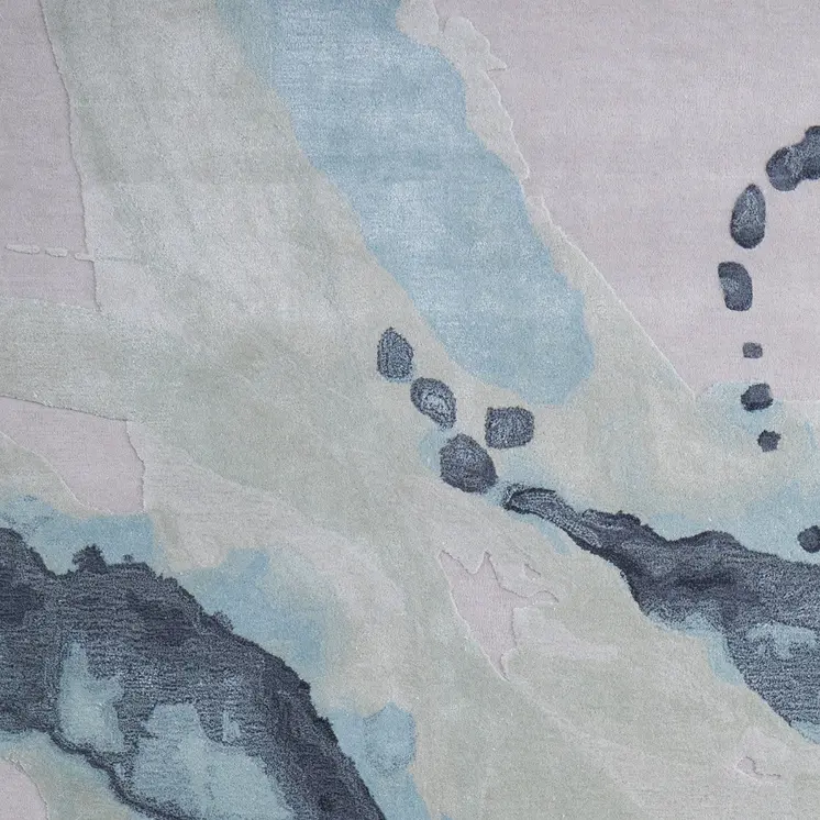 8' X 10' Green Blue And Ivory Abstract Hand Tufted Area Rug