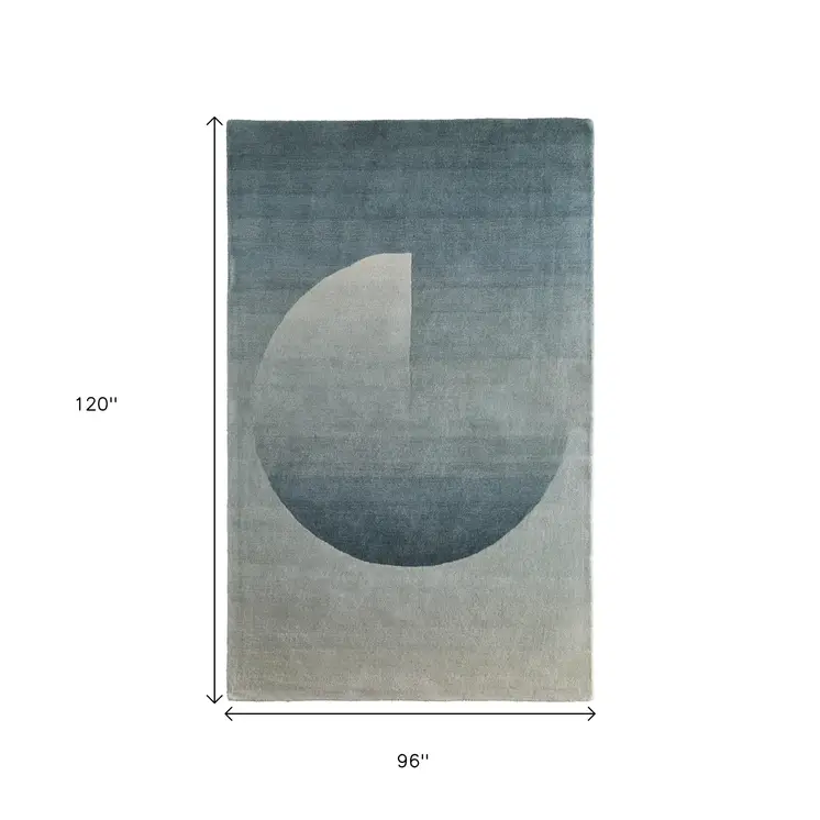 8' X 10' Blue And White Geometric Hand Tufted Area Rug