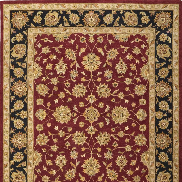 8' X 10' Red Black And Gold Oriental Hand Tufted Area Rug