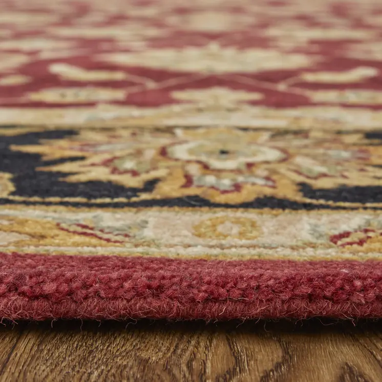 8' X 10' Red Black And Gold Oriental Hand Tufted Area Rug