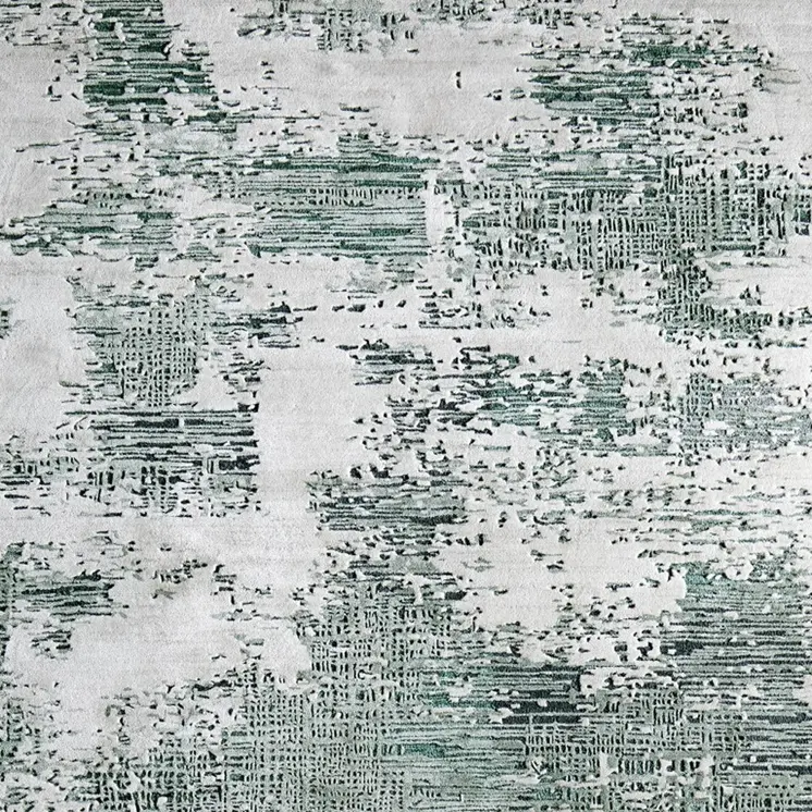 8' X 10' Green And White Abstract Hand Tufted Area Rug