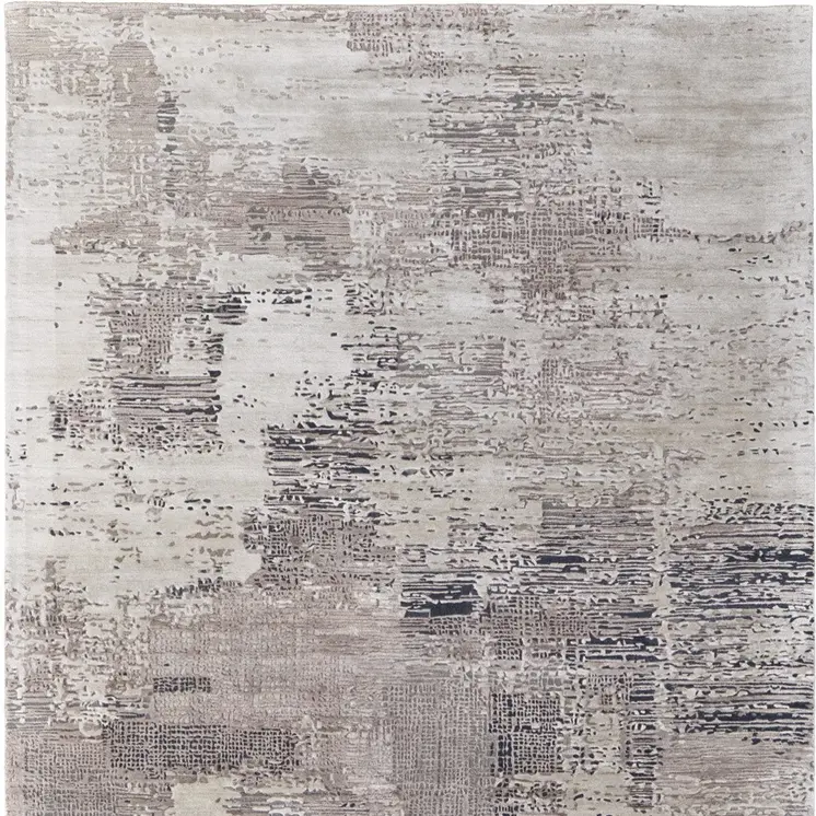 8' X 10' Brown Tan And Black Abstract Hand Tufted Area Rug