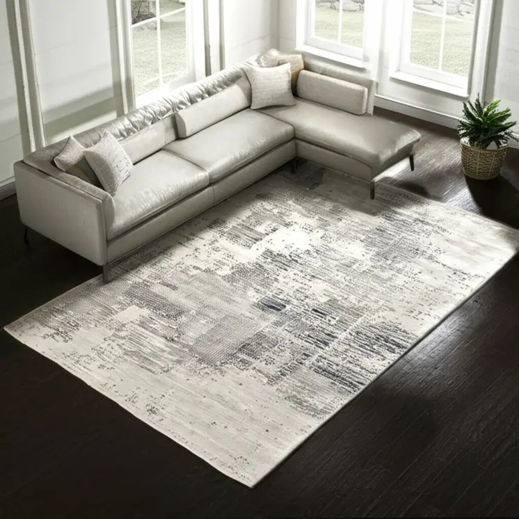 8' X 10' Brown Tan And Black Abstract Hand Tufted Area Rug