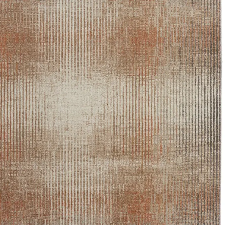 8' X 10' Ivory Taupe And Pink Abstract Area Rug