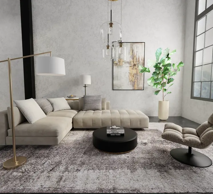 8' X 10' Gray Black And Taupe Abstract Distressed Area Rug