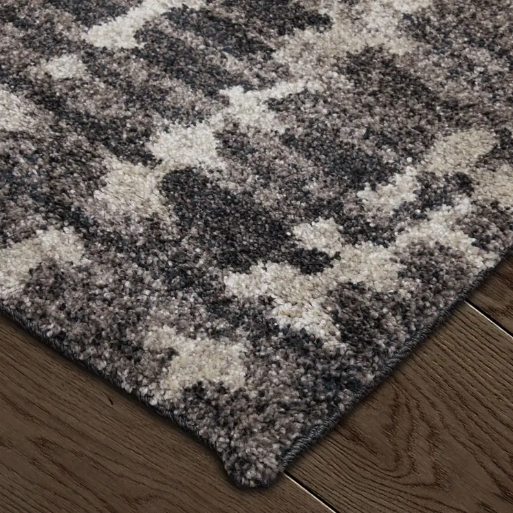 8' X 10' Black Gray And Ivory Abstract Area Rug