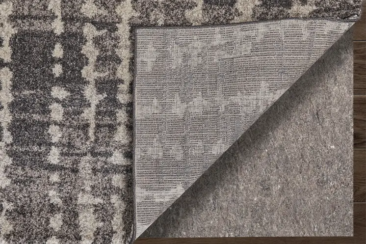 8' X 10' Black Gray And Ivory Abstract Area Rug