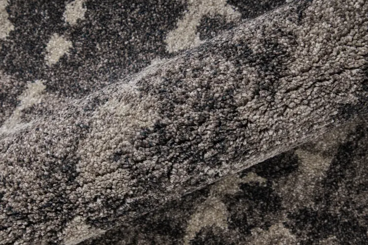 8' X 10' Black Gray And Ivory Abstract Area Rug