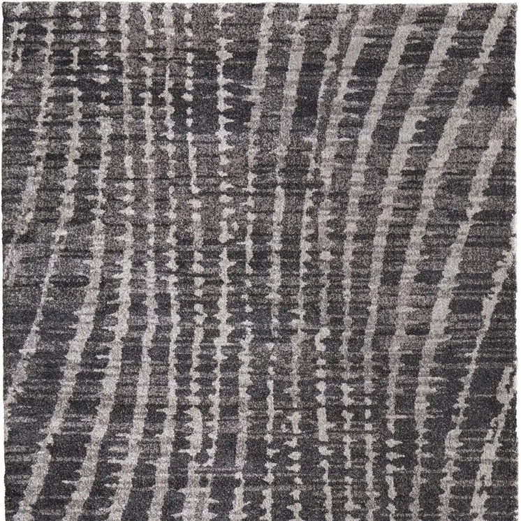 8' X 10' Black Gray And Ivory Abstract Area Rug