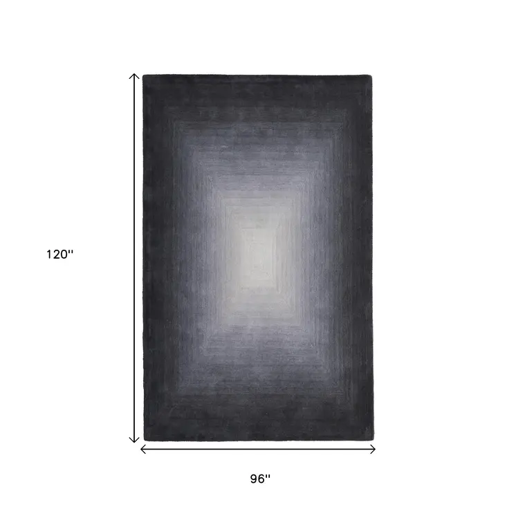 8' X 10' Black White And Gray Abstract Hand Tufted Area Rug