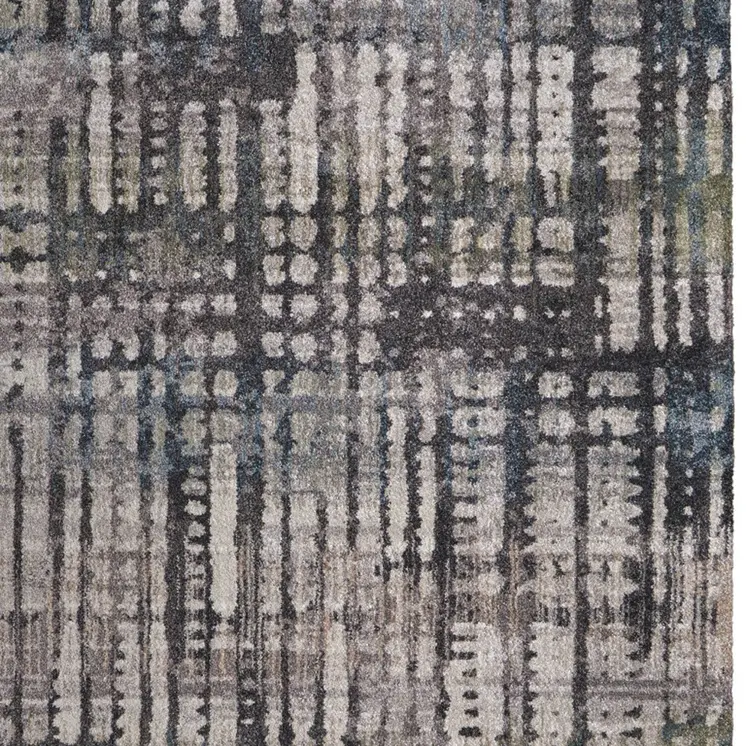 8' X 10' Gray Black And Ivory Abstract Distressed Area Rug