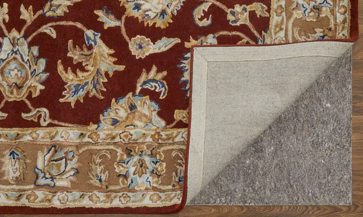 8' X 10' Red Tan And Ivory Oriental Hand Tufted Area Rug