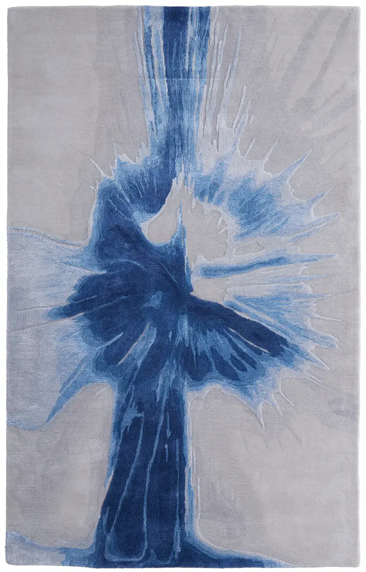 8' X 10' Blue And Gray Abstract Hand Tufted Area Rug