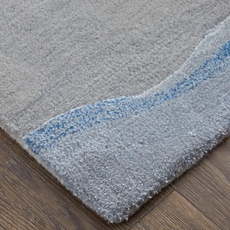 8' X 10' Blue And Gray Abstract Hand Tufted Area Rug
