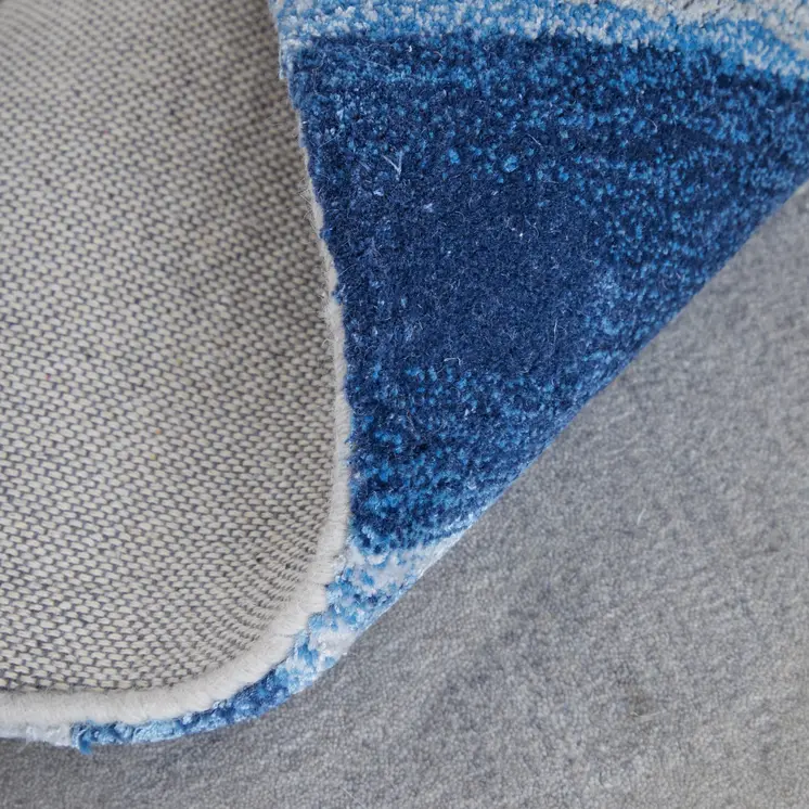 8' X 10' Blue And Gray Abstract Hand Tufted Area Rug
