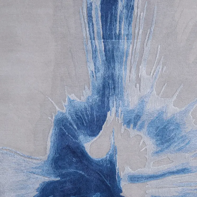8' X 10' Blue And Gray Abstract Hand Tufted Area Rug