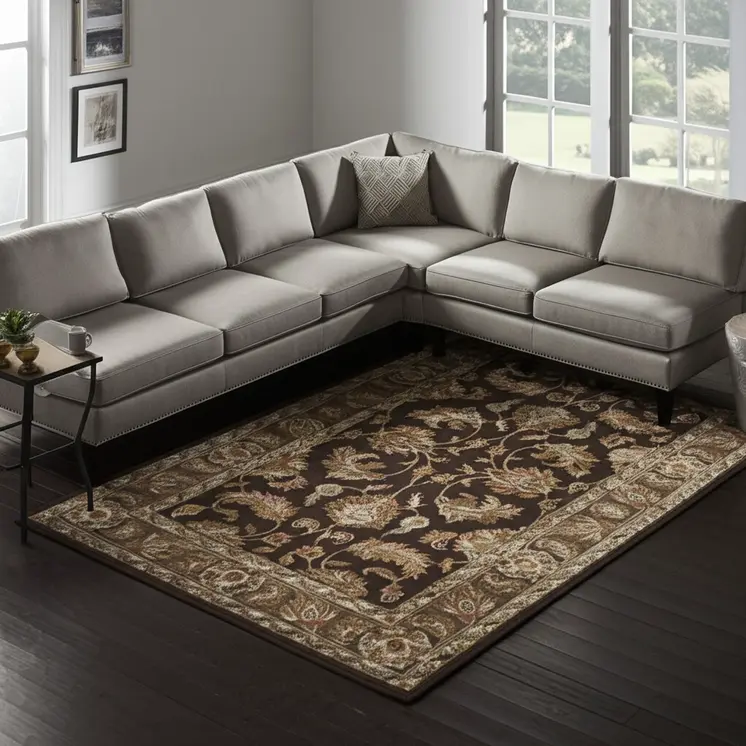 8' X 10' Brown Tan And Ivory Oriental Hand Tufted Area Rug