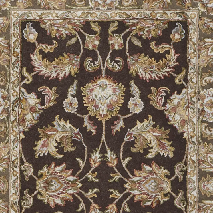 8' X 10' Brown Tan And Ivory Oriental Hand Tufted Area Rug