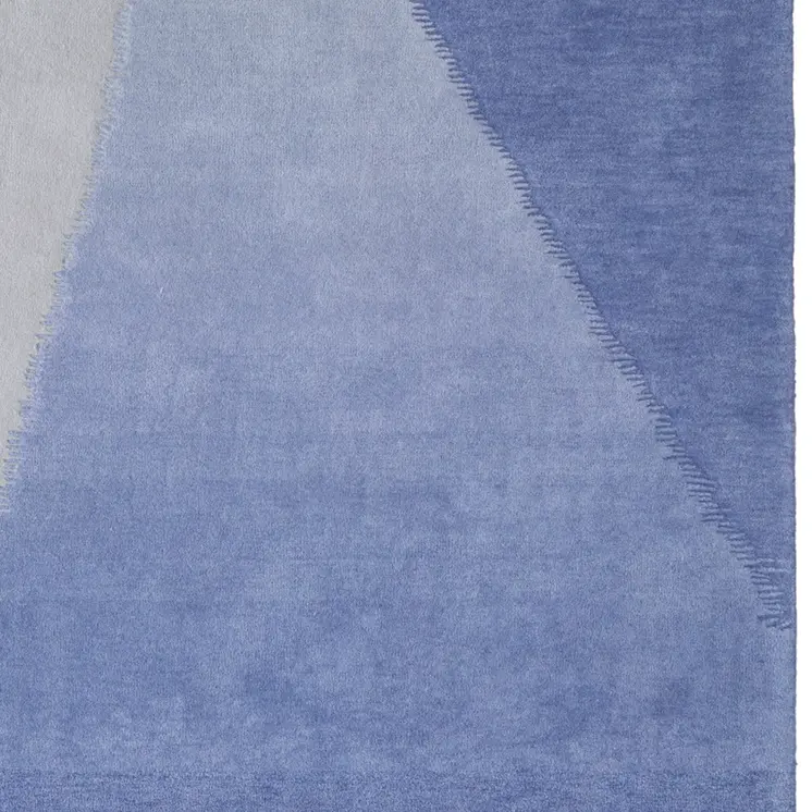 9' X 12' Blue And Gray Geometric Hand Tufted Area Rug