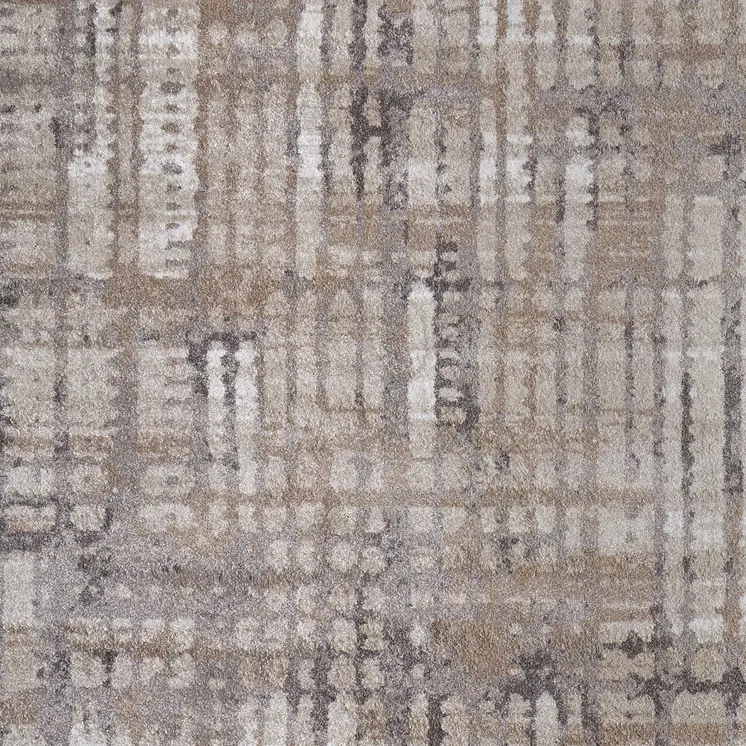 9' X 12' Brown Tan And Ivory Abstract Distressed Area Rug