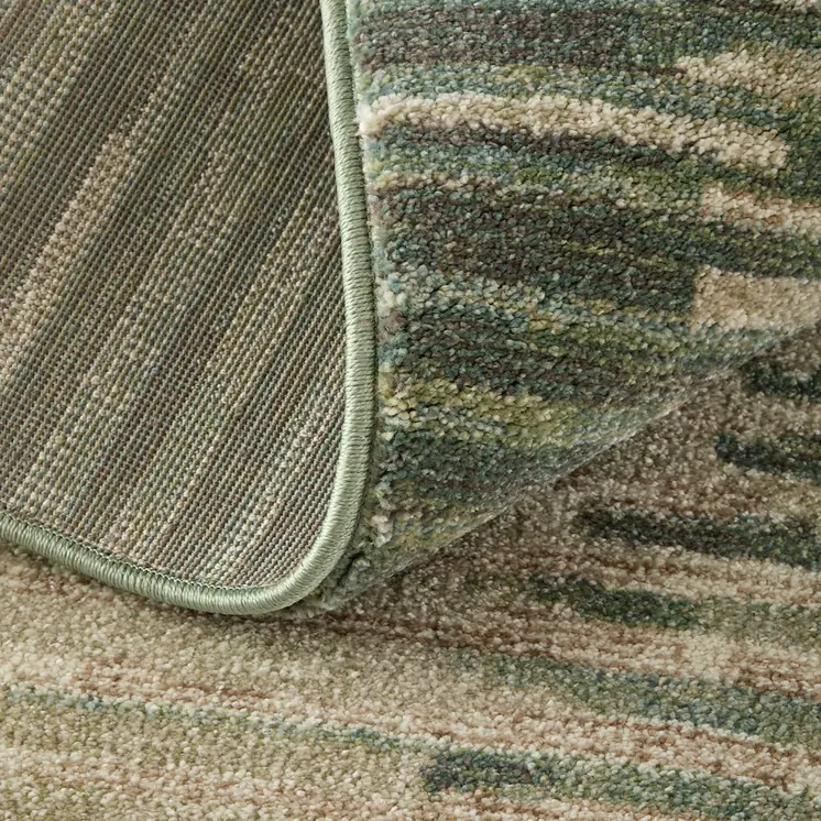 9' X 12' Green Ivory And Brown Abstract Distressed Area Rug