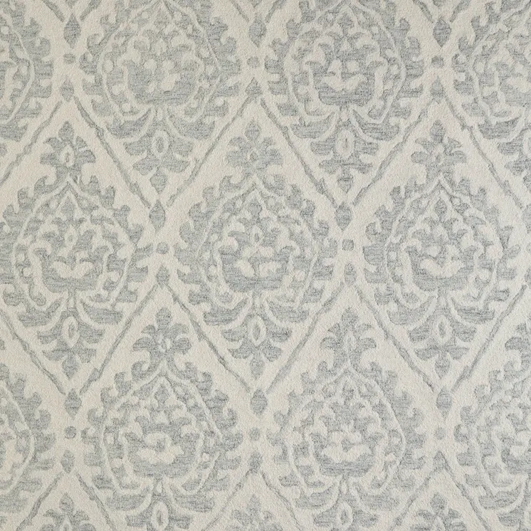 9' X 12' Ivory And Gray Floral Hand Tufted Area Rug